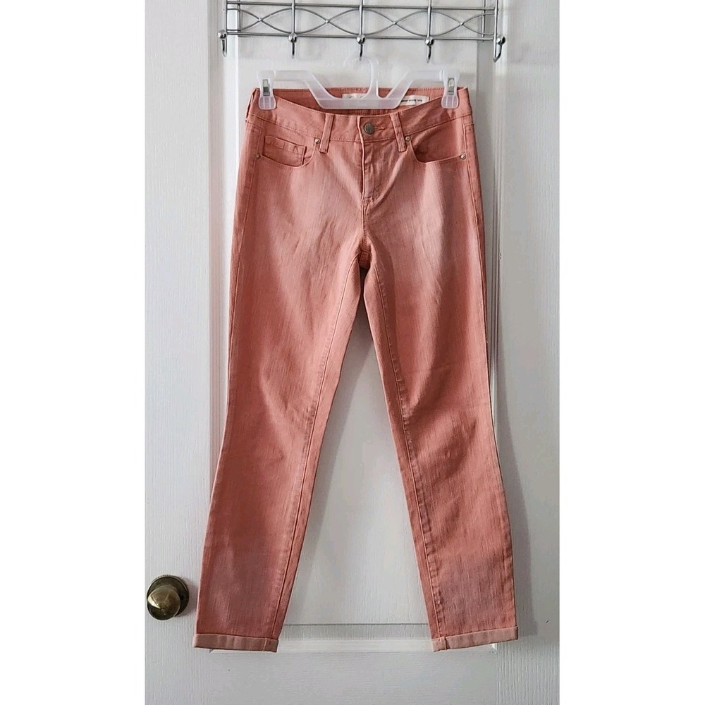 Jessica Simpson Peach Rolled Forever Skinny Crop Low-rise Jeans Stretch Size 26